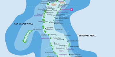 નકશો માલદીવ અને આસપાસના દેશોમાં
